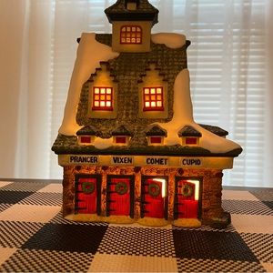 🦌Pristine Department 56 Reindeer Barn North Pole Heritage Village #56015 1990.